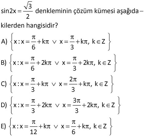 trigonometrik denklem formülleri